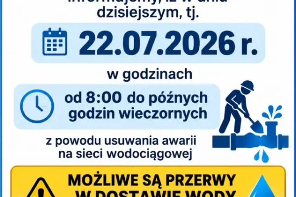 Przerwy w dostawie wody w gminie Kiernozia 22 lipca
