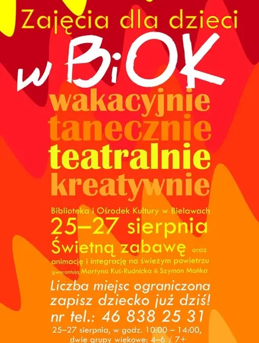 Bezpłatne wakacyjne zajęcia dla dzieci w Bibliotece i Ośrodku Kultury w Bielawach