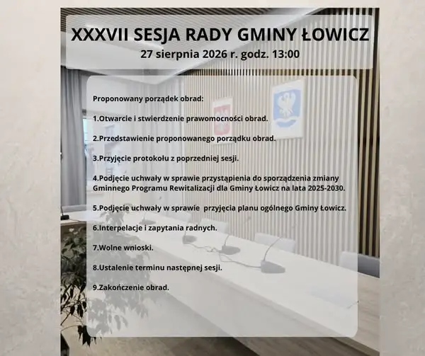 Sesja Rady Gminy Łowicz – transmisja na żywo i porządek obrad