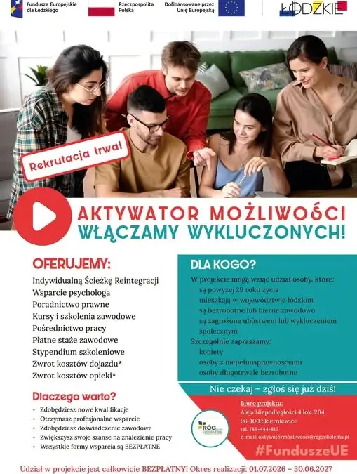 Bezpłatny projekt „Aktywator Możliwości” – wsparcie dla wykluczonych