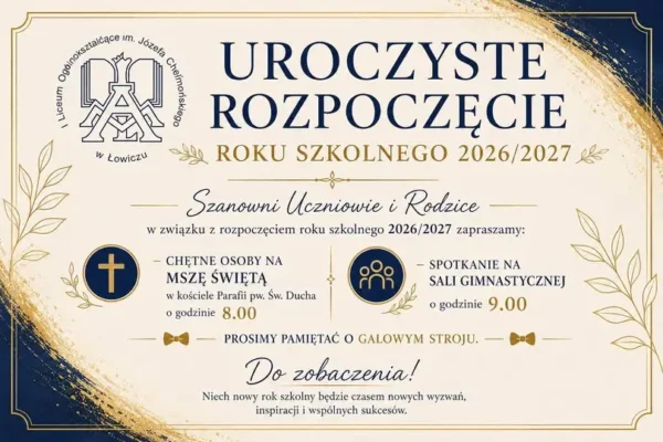Rozpoczęcie roku szkolnego 2026/2027 w I LO w Łowiczu