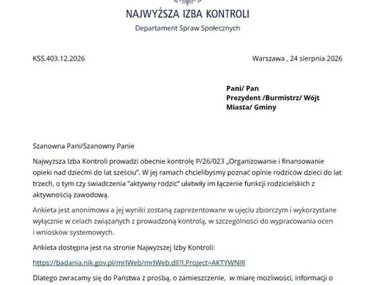 NIK pyta rodziców o program „Aktywny rodzic” – ankieta dla gmin