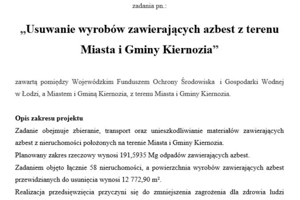 Kiernozia pozyskała dotację na usuwanie azbestu – mieszkańcy mogą składać wnioski
