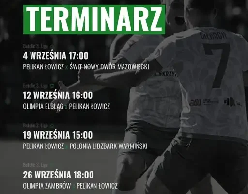 Wrzesień z Pelikanem: terminarz meczów domowych i wyjazdowych