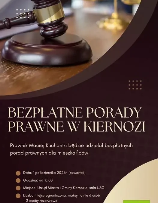 Bezpłatne porady prawne w Kiernozi – zapisy już trwają