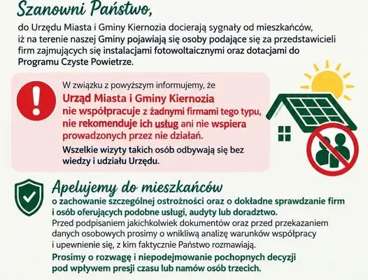 Ostrzeżenie przed fałszywymi doradcami w gminie Kiernozia