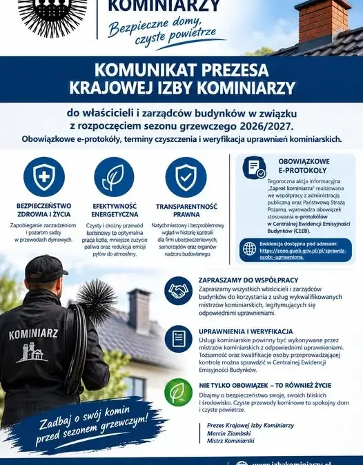 Sezon grzewczy 2026/2027 – zadbaj o sprawny komin i czujniki czadu