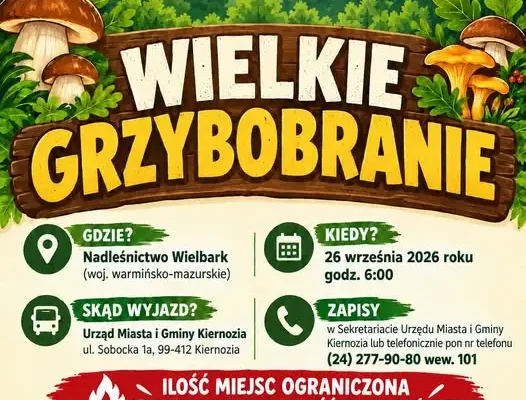 Wielkie Grzybobranie w Kiernozi – wspólny wyjazd do lasu już 26 września