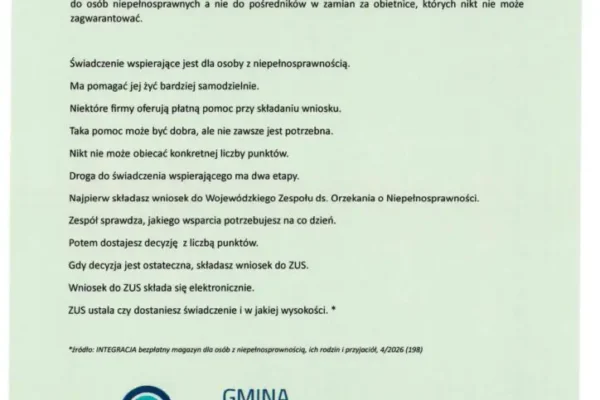 Świadczenie wspierające: nie płać pośrednikom – ZUS i PFRON ostrzegają