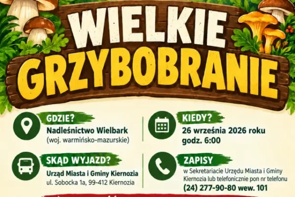Wielkie Grzybobranie z gminą Kiernozia — 26 września 2026